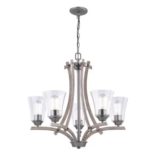 Best Reviews Of Patriot Lighting® Elegant Home Collette 5-Light Distressed Faux Wood & Brushed Pewter Chandelier>* Cheap