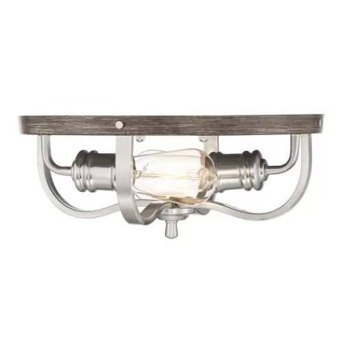 Best Reviews Of Patriot Lighting® Waverly Satin Nickel & Wood 2-Light Flush Mount Ceiling Light>* Cheap