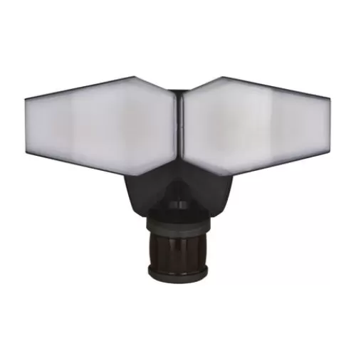 Brand New Patriot Lighting® Dualux Bronze Led Dual Head Motion Sensor Link Outdoor Security Flood Light>* Cheap