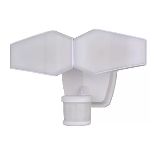 Brand New Patriot Lighting® Dualux White Led Dual Head Motion Sensor Link Outdoor Security Flood Light>* Store