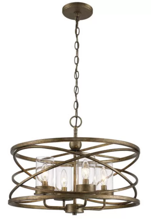 Budget Patriot Lighting® Metal Caged 4-Light Antique Silver Leaf Chandelier>* Flash Sale