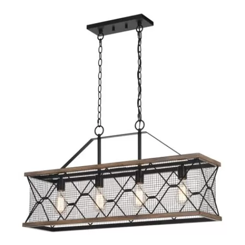 Buy Patriot Lighting® Elegant Home Bodhi Black & Replica Wood 4 Light Island Light>* Cheap