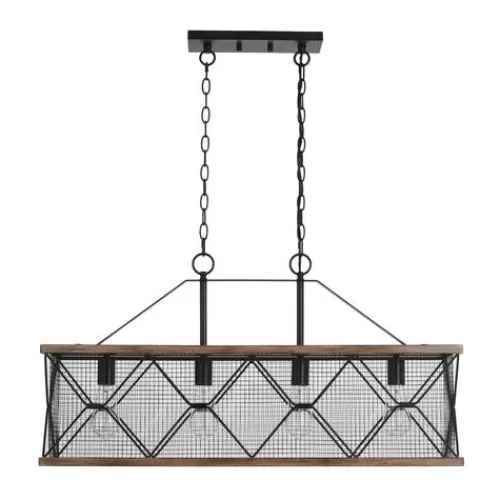 Buy Patriot Lighting® Elegant Home Bodhi Black & Replica Wood 4 Light Island Light>* Cheap