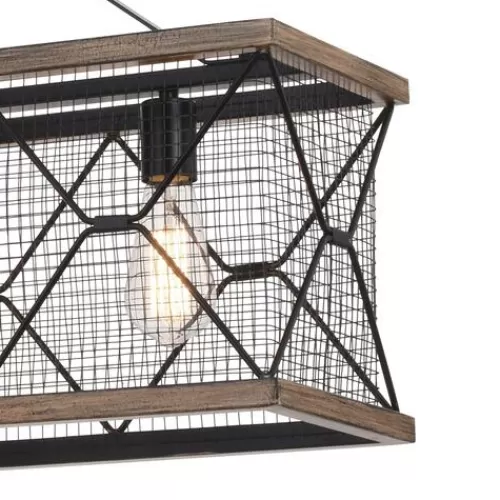Buy Patriot Lighting® Elegant Home Bodhi Black & Replica Wood 4 Light Island Light>* Cheap
