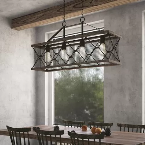 Buy Patriot Lighting® Elegant Home Bodhi Black & Replica Wood 4 Light Island Light>* Cheap