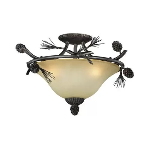 Cheapest Patriot Lighting® Pines Black Walnut 3-Light Semi-Flush Mount Ceiling Light>* Best Sale