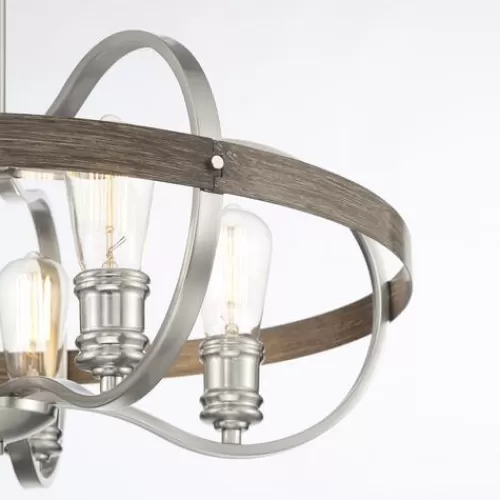 Coupon Patriot Lighting® Waverly Satin Nickel & Wood 5-Light Pendant>* Hot