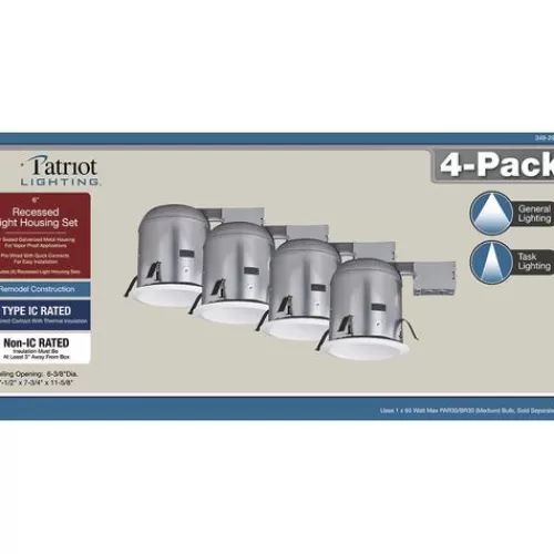 Deals Patriot Lighting® 6″ Remodel Recessed Light Housing With Baffle Trim – 4 Pack>* Outlet