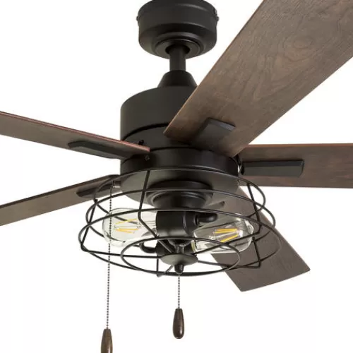 Hot Sale Patriot Lighting™ Miller Station 52″ Matte Black Industrial Indoor Led Ceiling Fan>* Best