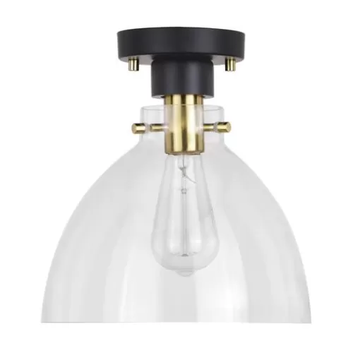 New Patriot Lighting® Kenzie Matte Black & Gold 1-Light Semi-Flush Mount Ceiling Light>* Cheap