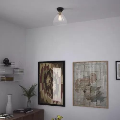 New Patriot Lighting® Kenzie Matte Black & Gold 1-Light Semi-Flush Mount Ceiling Light>* Cheap