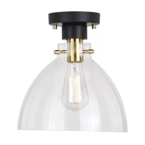New Patriot Lighting® Kenzie Matte Black & Gold 1-Light Semi-Flush Mount Ceiling Light>* Cheap