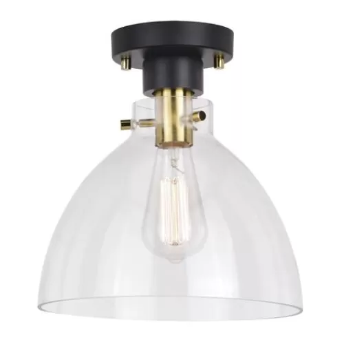 New Patriot Lighting® Kenzie Matte Black & Gold 1-Light Semi-Flush Mount Ceiling Light>* Cheap