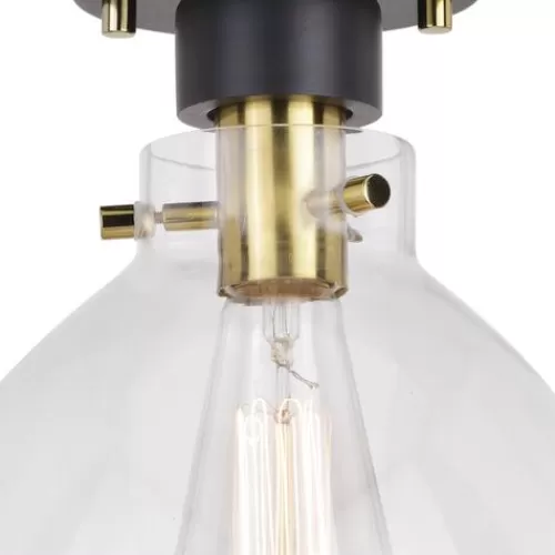New Patriot Lighting® Kenzie Matte Black & Gold 1-Light Semi-Flush Mount Ceiling Light>* Cheap