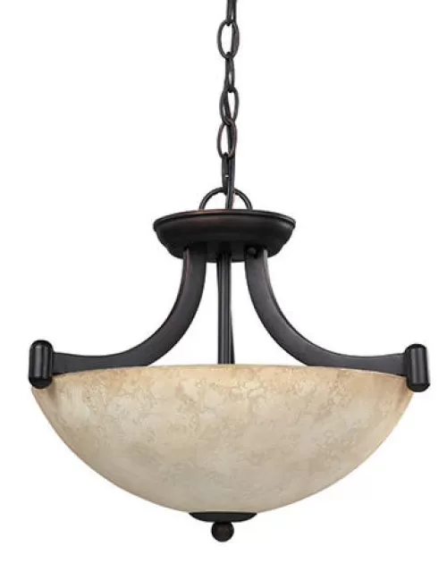 New Patriot Lighting® Warren Rubbed Antique Bronze Convertible Pendant>* Clearance