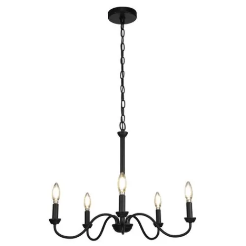Promo Patriot Lighting® Cura Black 5-Light Chandelier>* Flash Sale